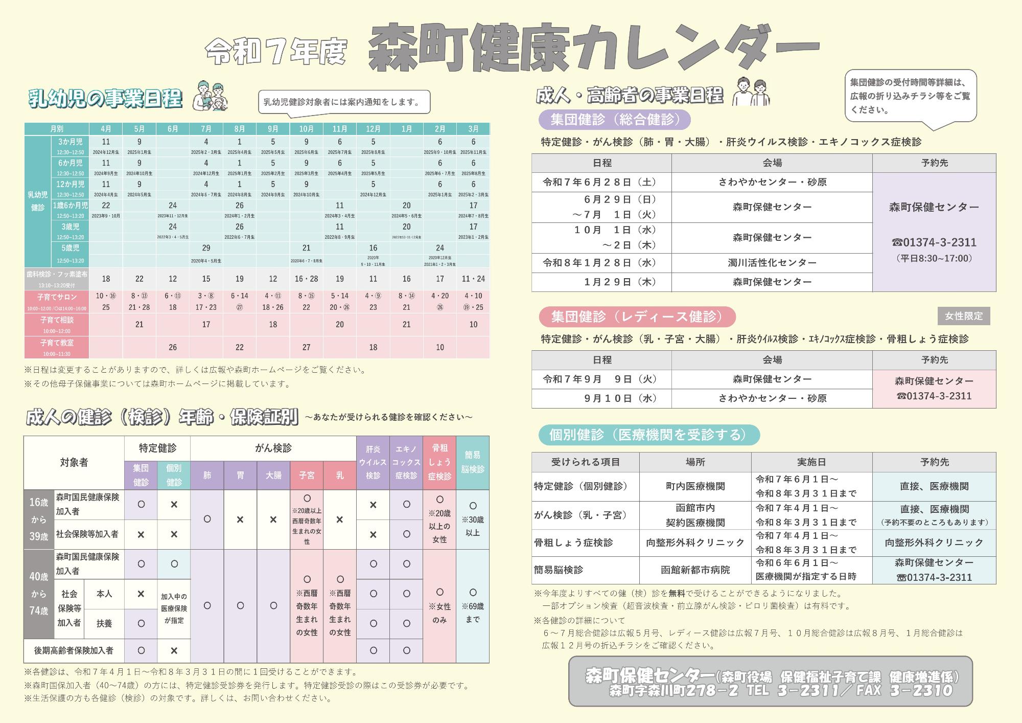 令和7年度健康カレンダー